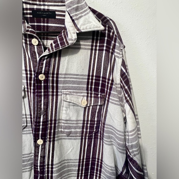 ALLSAINTS Oversized Purple Plaid Shirt Jacket/Shacket - Large - Picture 7 of 8